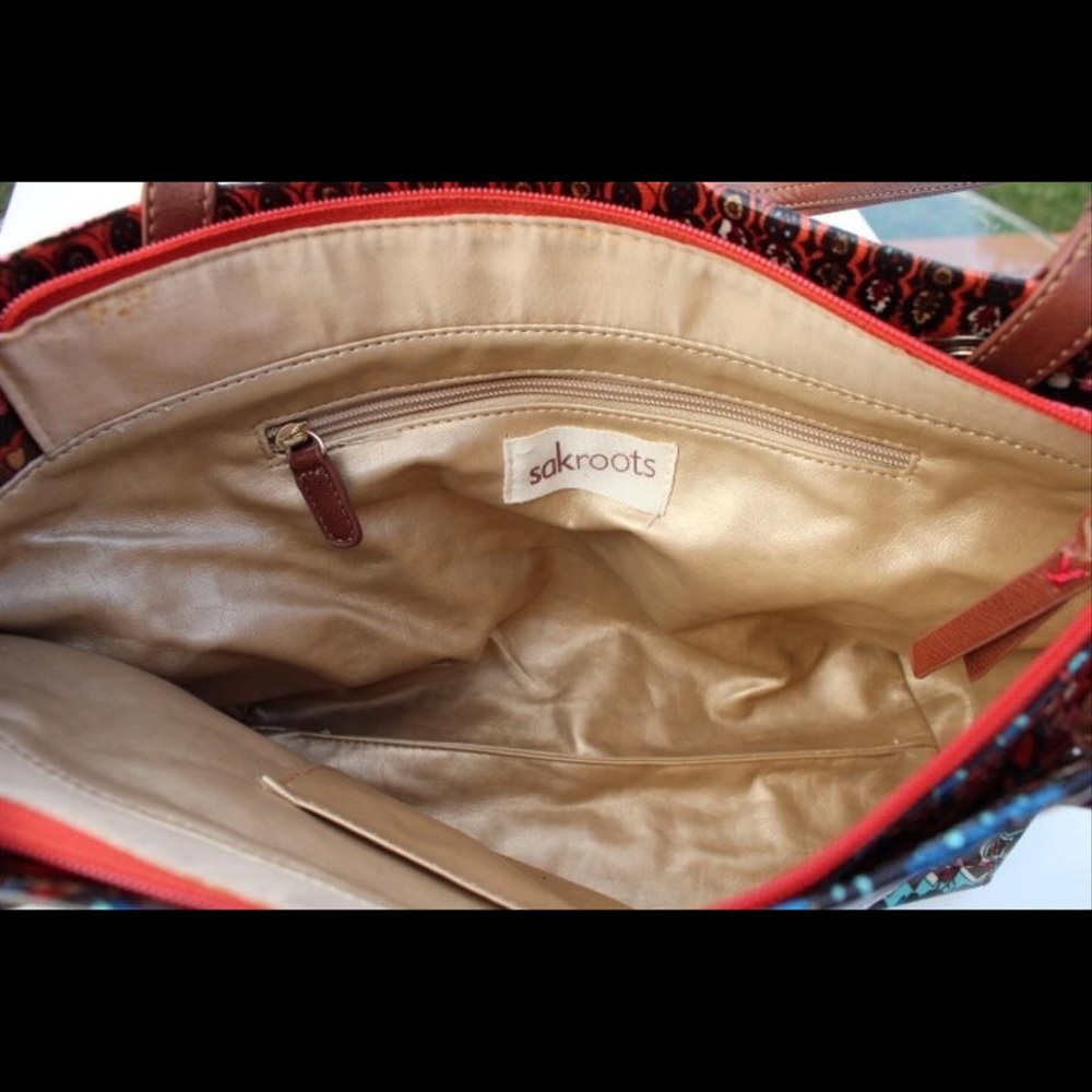 Sakrocise multi colored leather tote
